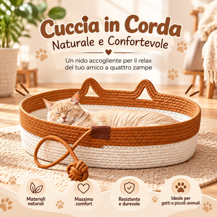 Cuccia Tiragraffi per Gatti in Corda di Cotone | Riposo e Graffiatura