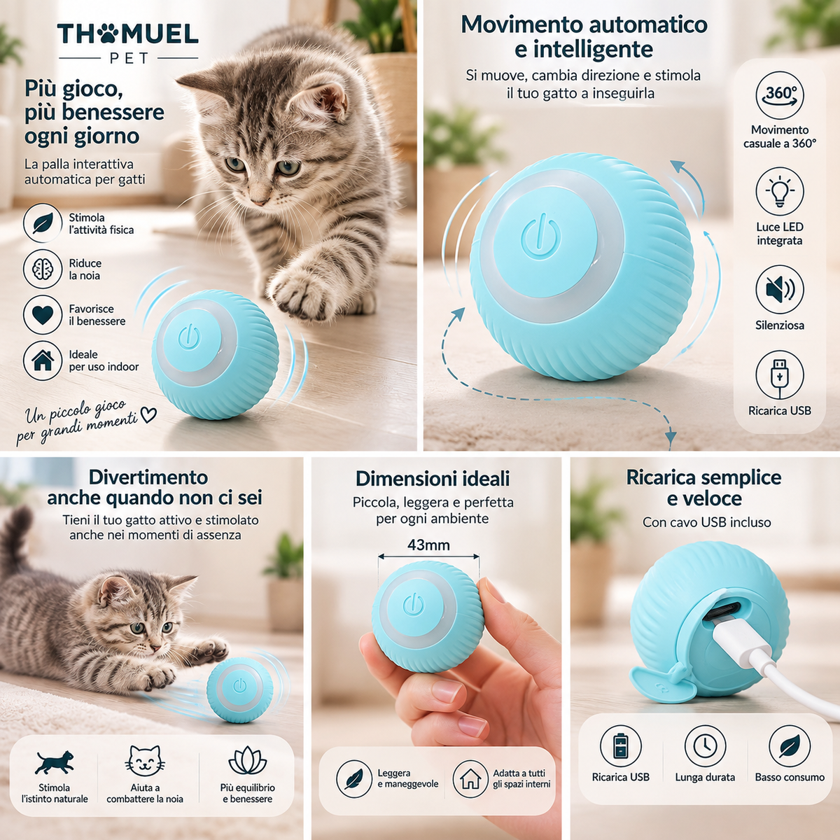 Palla Interattiva per Gatti – Gioco e Stimolazione – immagine prodotto 4