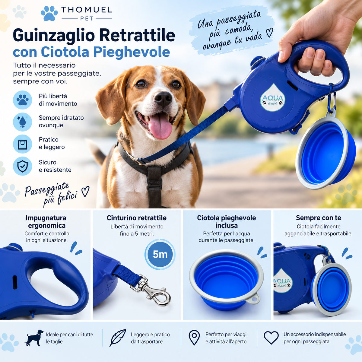 Guinzaglio 5 in 1 per Cani – Versatile per Passeggiate e Attività all’Aperto – immagine prodotto 4