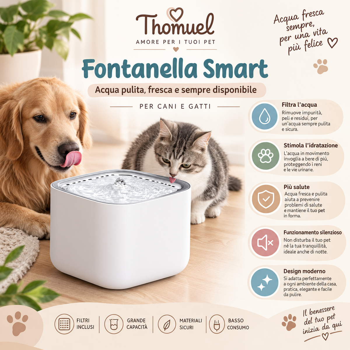 Fontanella USB per Gatti 3L – Acqua in Movimento per il Tuo Pet – immagine prodotto 6