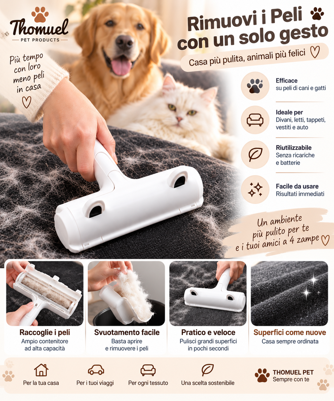 Rullo Togli Peli per Animali – Pulizia di Casa e Tessuti – immagine prodotto 9