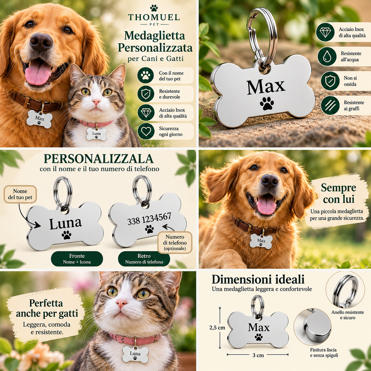 Medaglietta Personalizzata per Cane e Gatto | THOMUEL PET