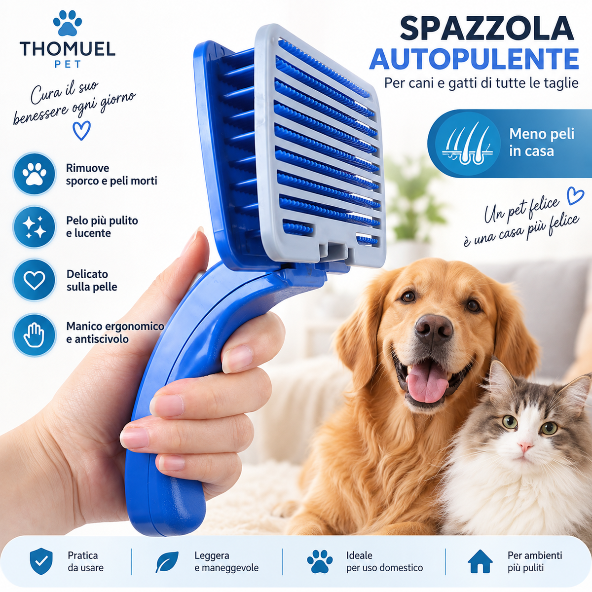 Spazzola per Cani e Gatti – Rimozione del Pelo e Cura Quotidiana – immagine prodotto 3