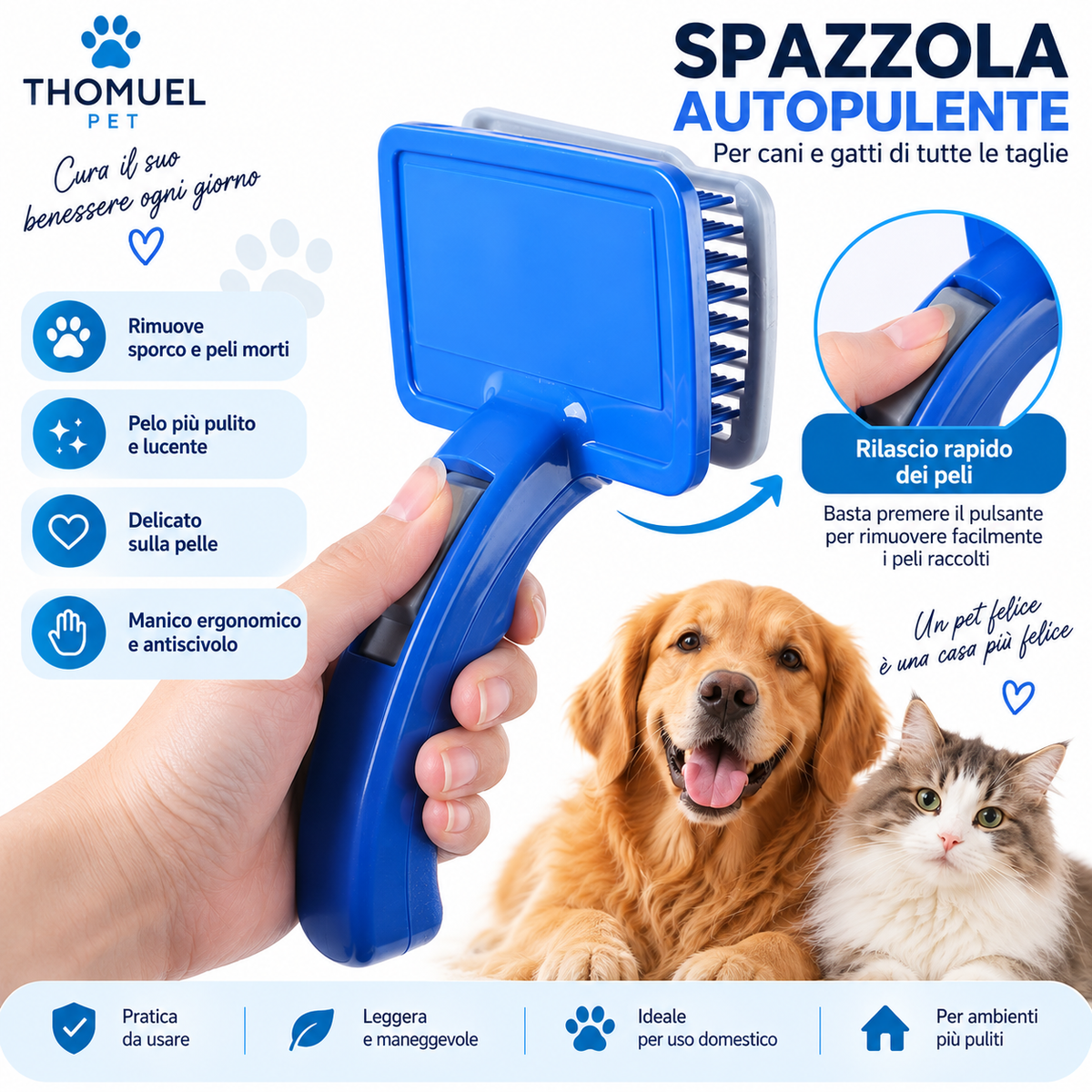 Spazzola per Cani e Gatti – Rimozione del Pelo e Cura Quotidiana – immagine prodotto 4
