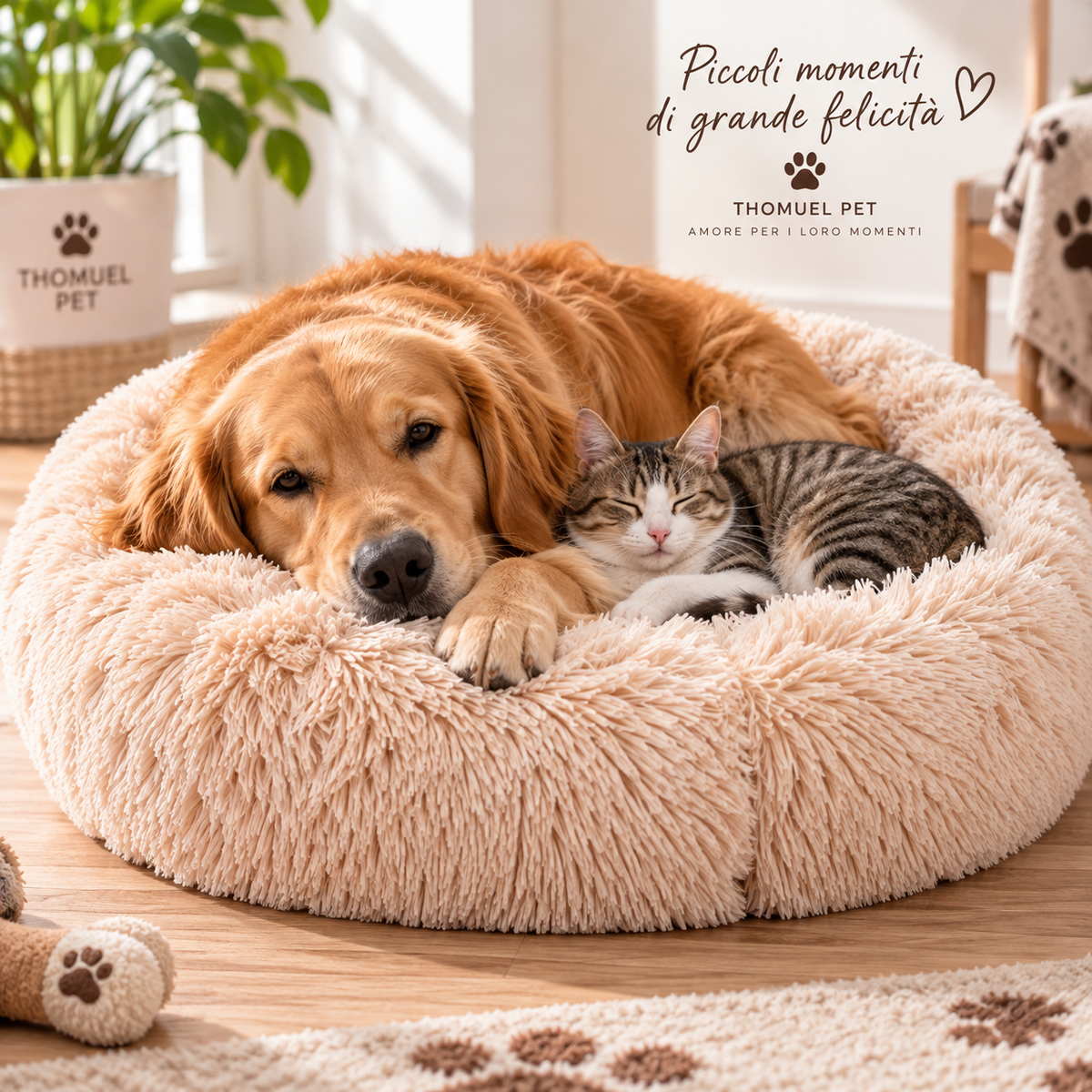 Cuccia Fluffy Rotonda per Cani e Gatti – Morbida e Accogliente – immagine prodotto 2