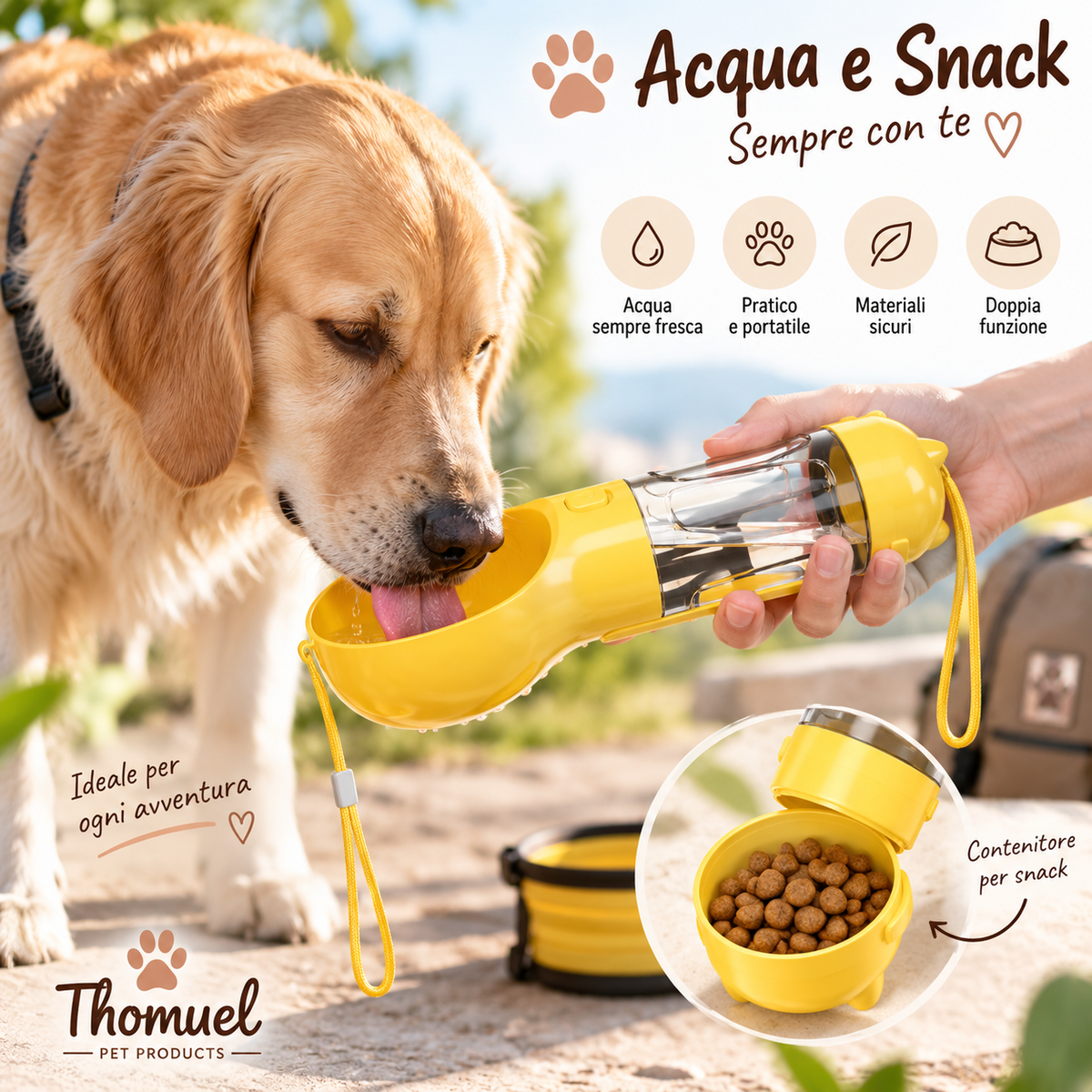 Borraccia 3 in 1 per Cani – Portatile per Acqua e Passeggiate – immagine prodotto 3