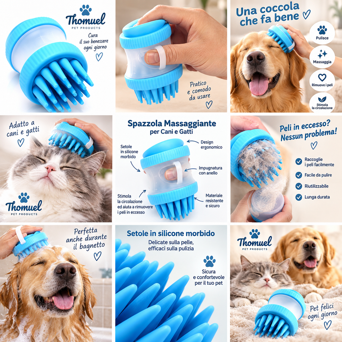Spazzola per Cani e Gatti con Dispenser – Cura e Pulizia del Pelo – immagine prodotto 4